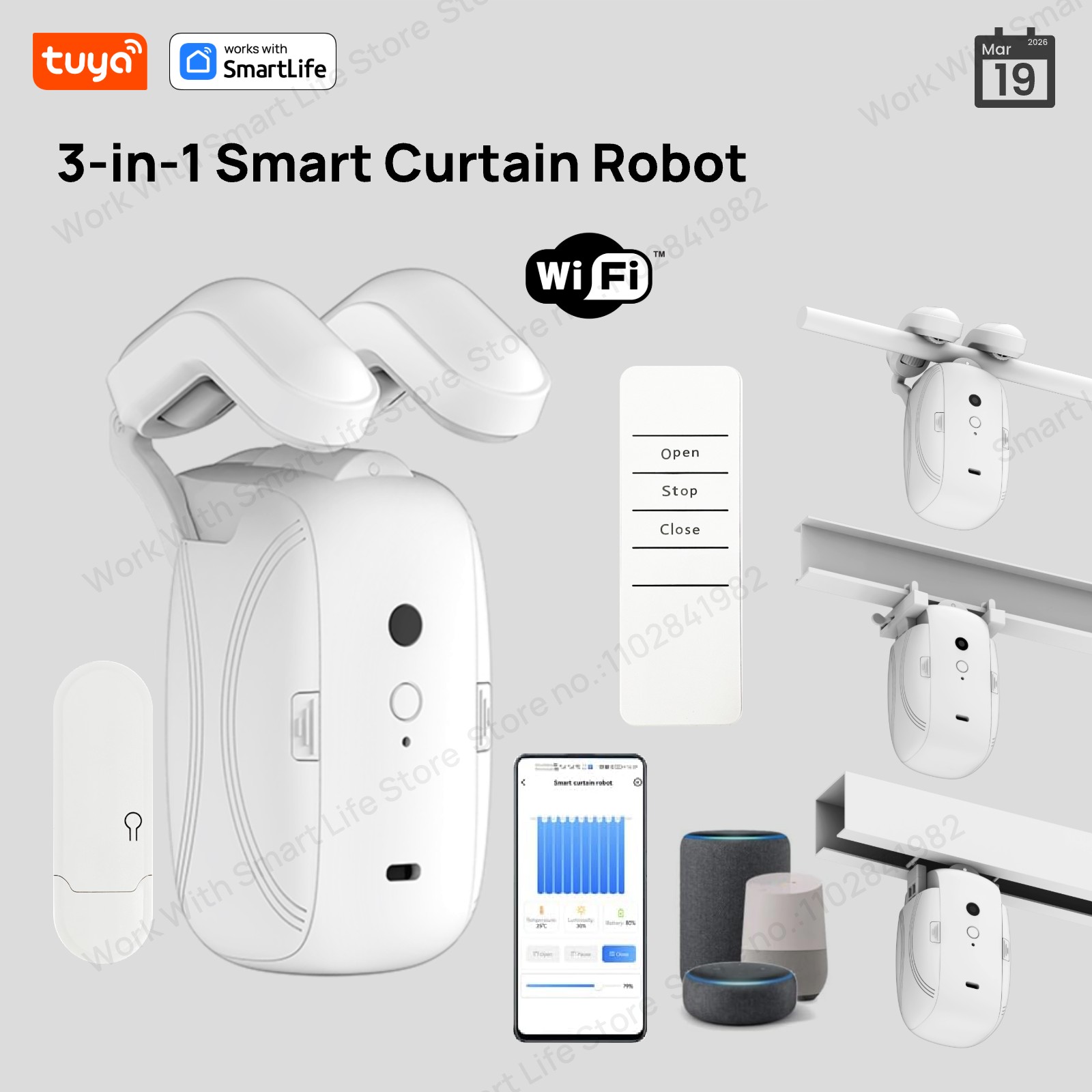 Smart Home Full System - 1/2 Buah Robot Tirai WiFi Pintar