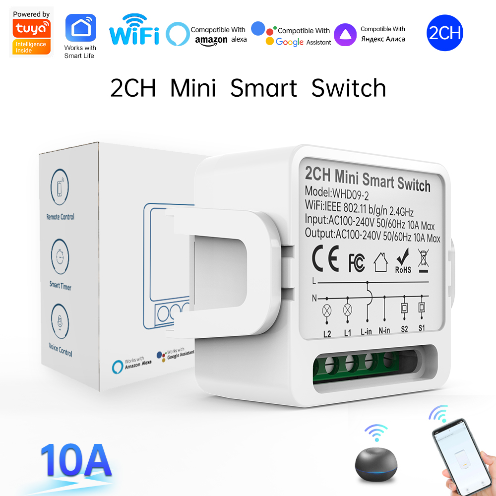 Smart Home Internet - Sakelar Pintar Tuya 2 Arah 2Gang,