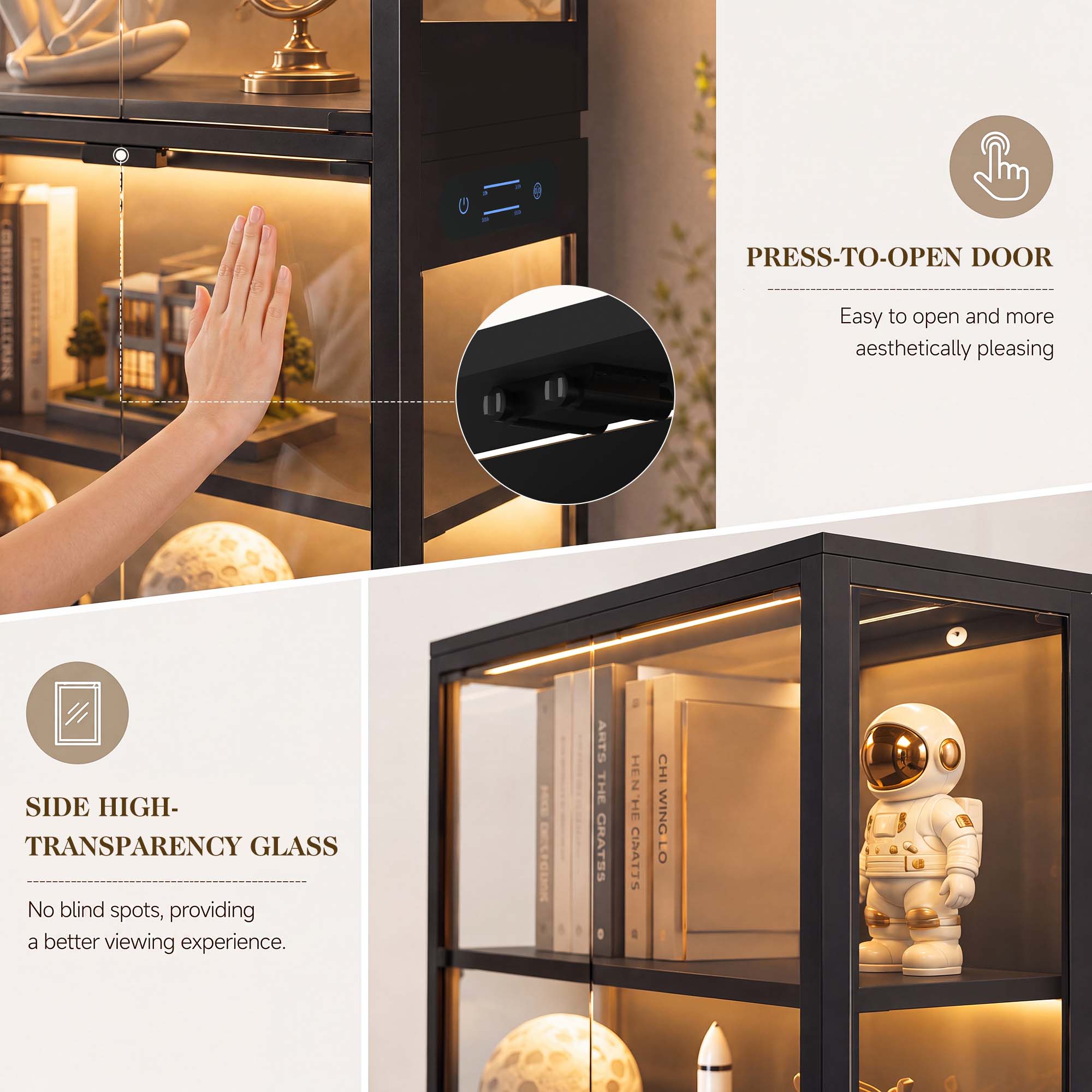 TCGBKAF Lemari Pajangan 5 Ting - Motion Sensor Light ulasan dan harga