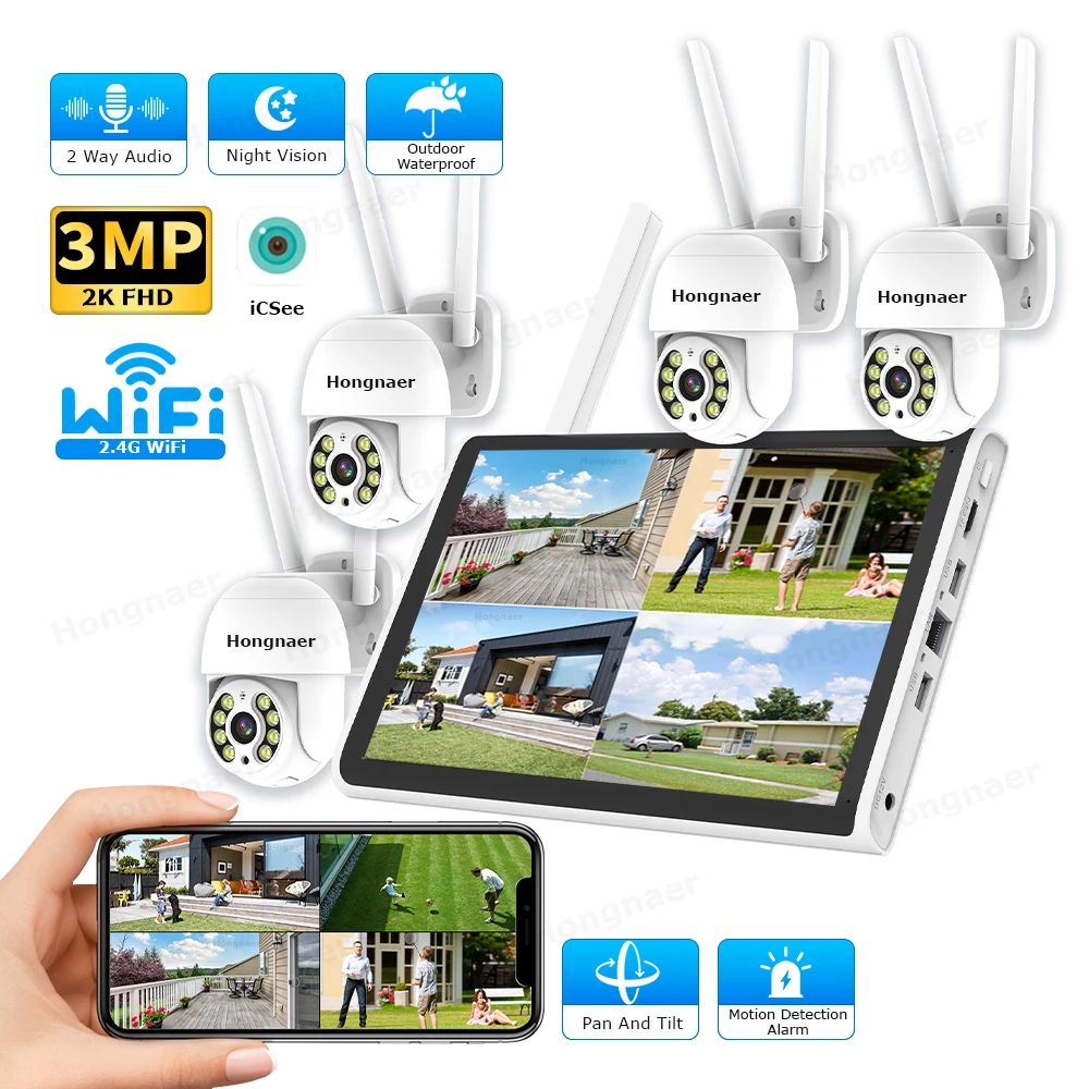 2026 Hongnaer 3MP 4 Channel Wi - Security Ip Camera ulasan dan harga