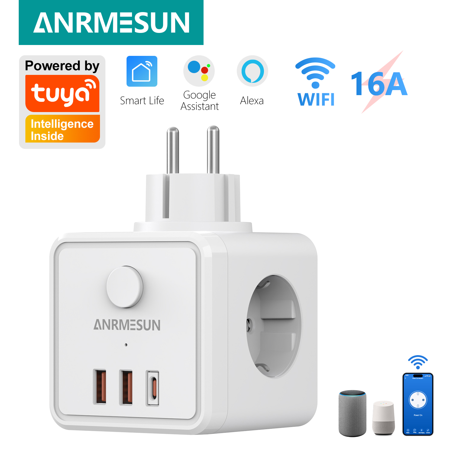 3 Colokan EU 2 USB-A 1 Port Ti - Smart Home Or Smart Home ulasan dan harga